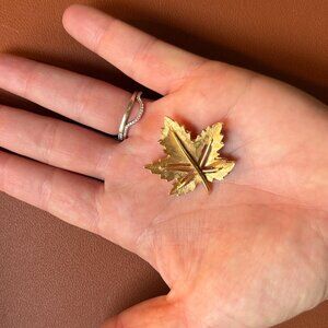 Vintage Gold Tone Maple Leaf Brooch by Marcel Boucher